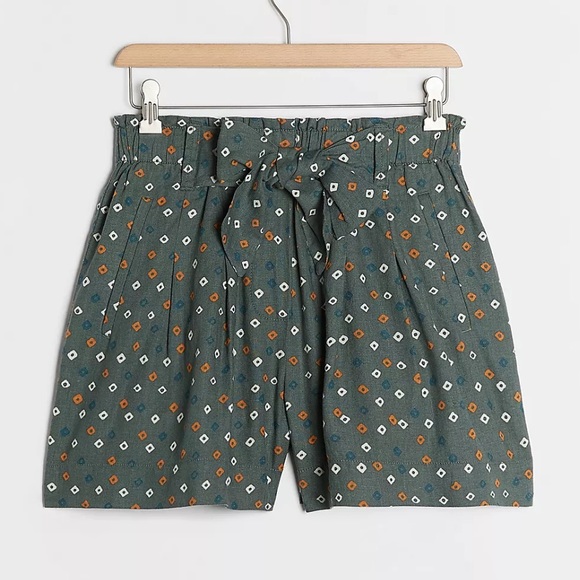 Anthropologie Kennedy Shorts Floral Green Linen Blend Comfortable Shorts - Picture 1 of 8